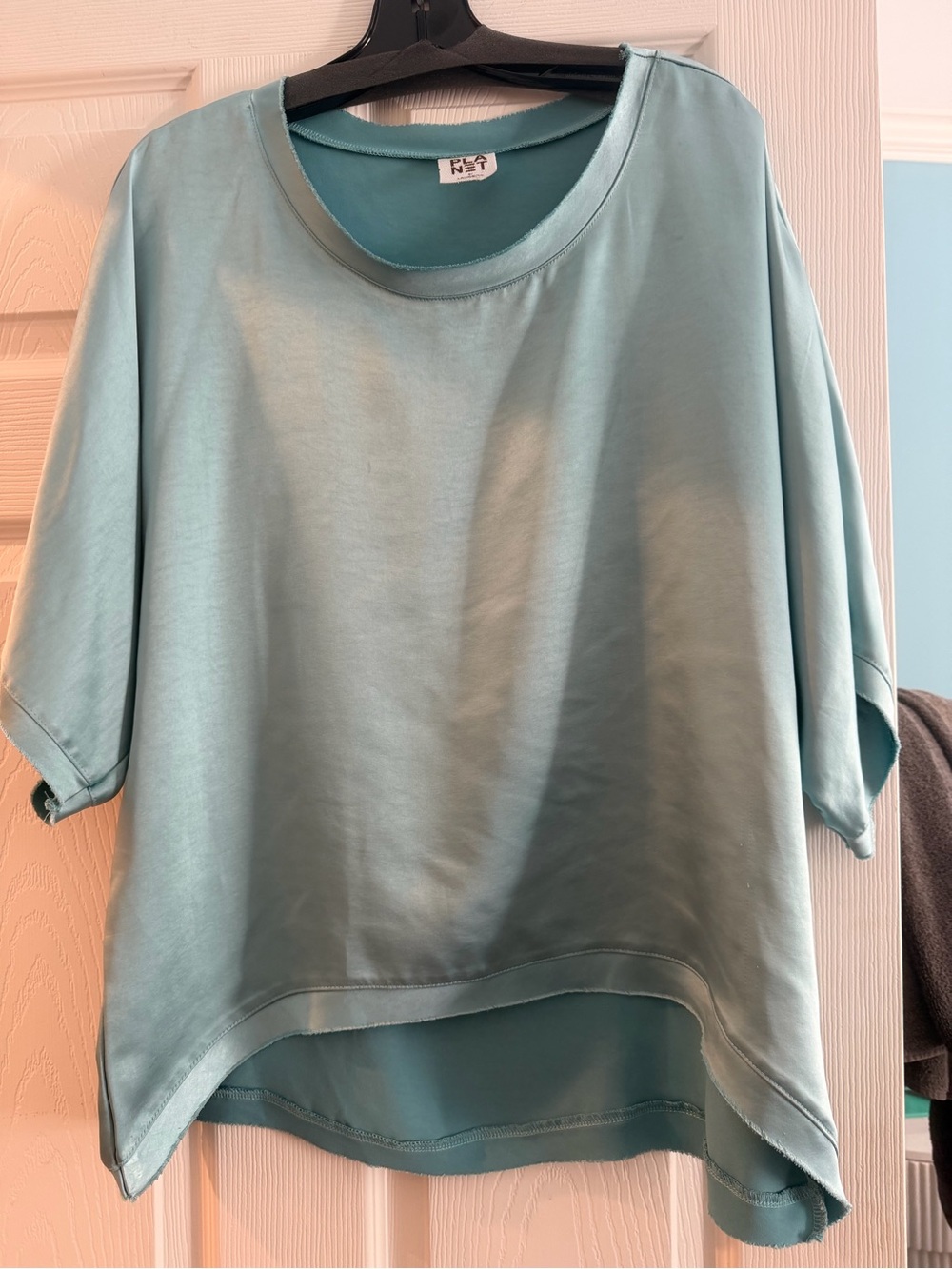 Relaxed Oversized Light Teal Women's Top